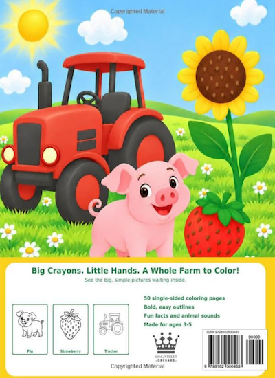 Sunnyside Farm Coloring Book: Big, Easy Farm Fun for Ages 3-5