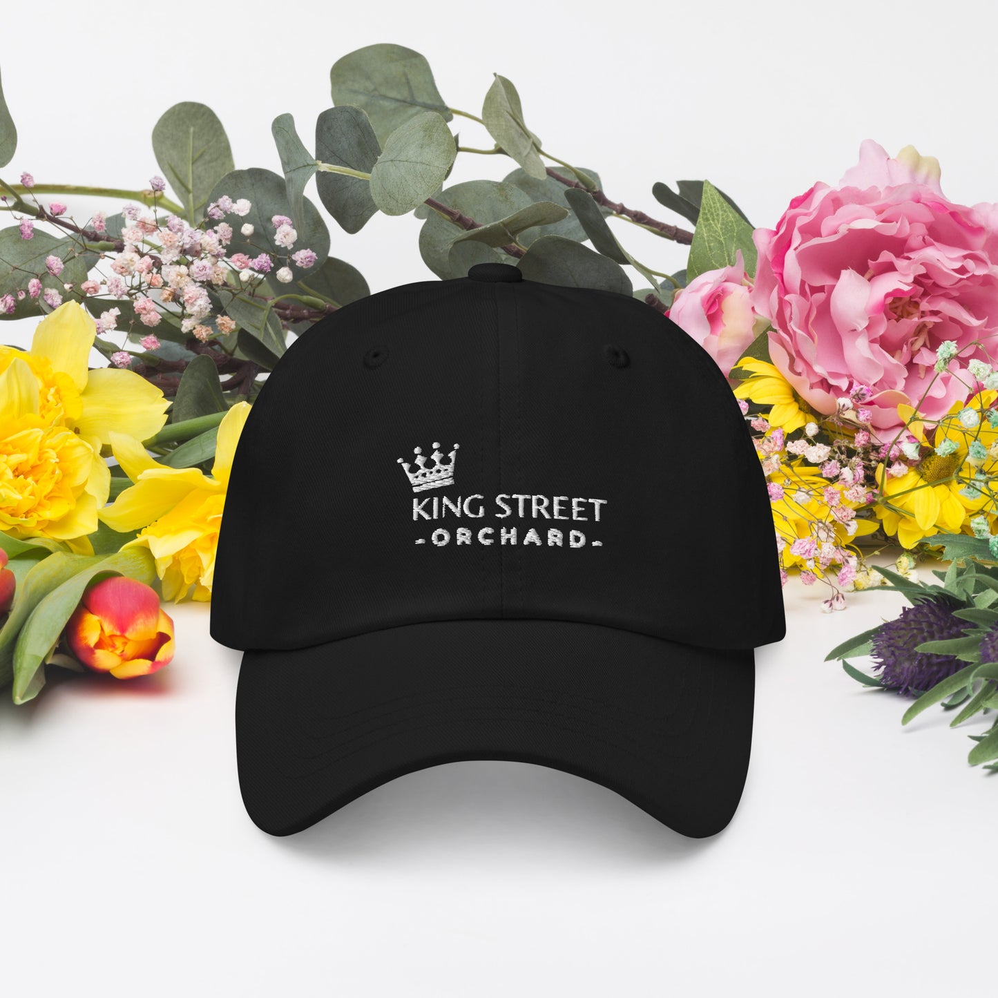 Black Dad's Hat with the King Street Orchard Logo