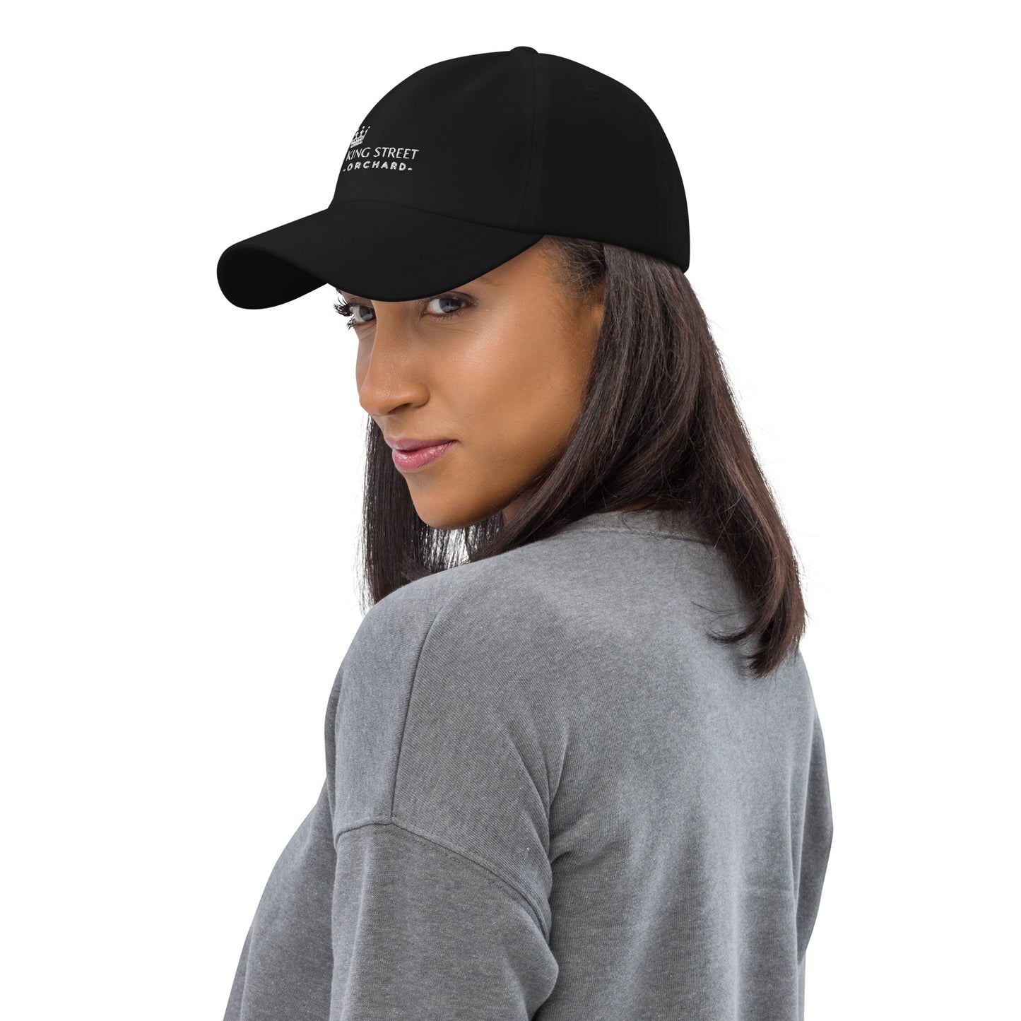 Black Dad's Hat with the King Street Orchard Logo
