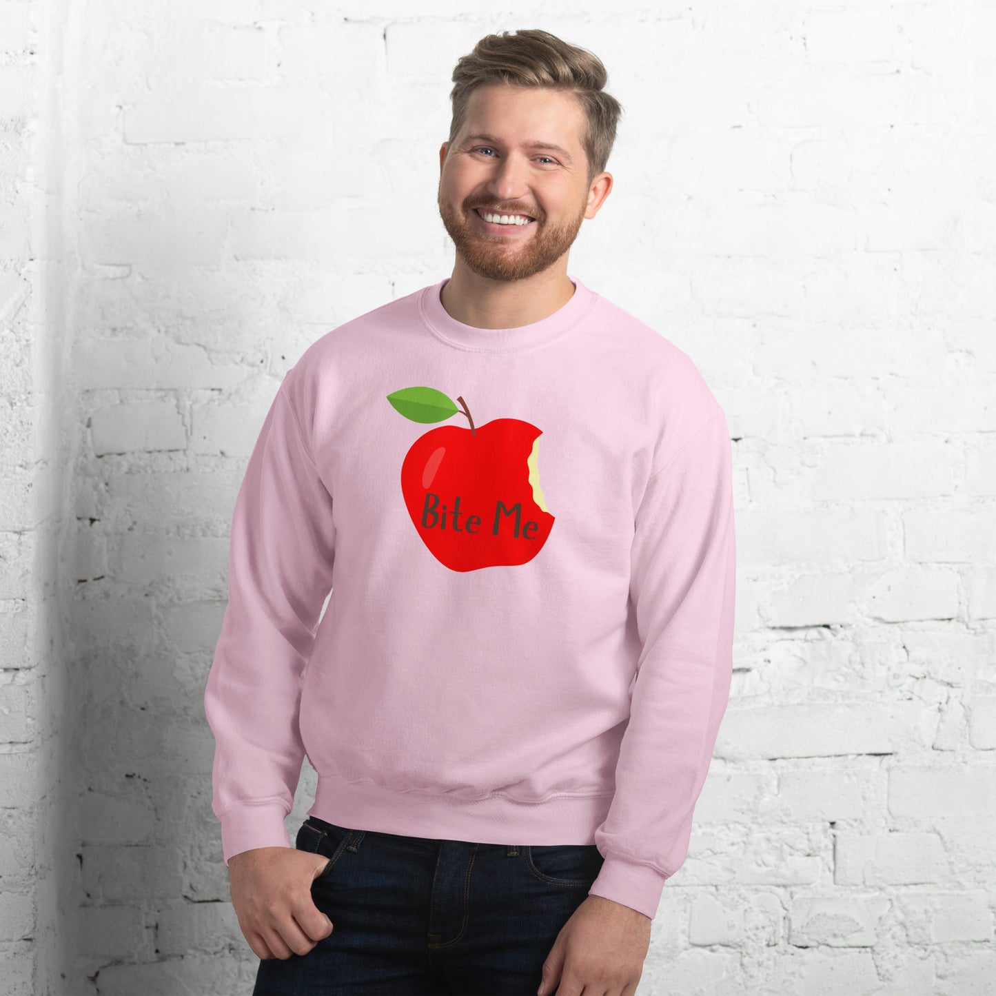 Perfect Unisex Whimsical Sweater That Showcase An Apple With Words, Bite Me