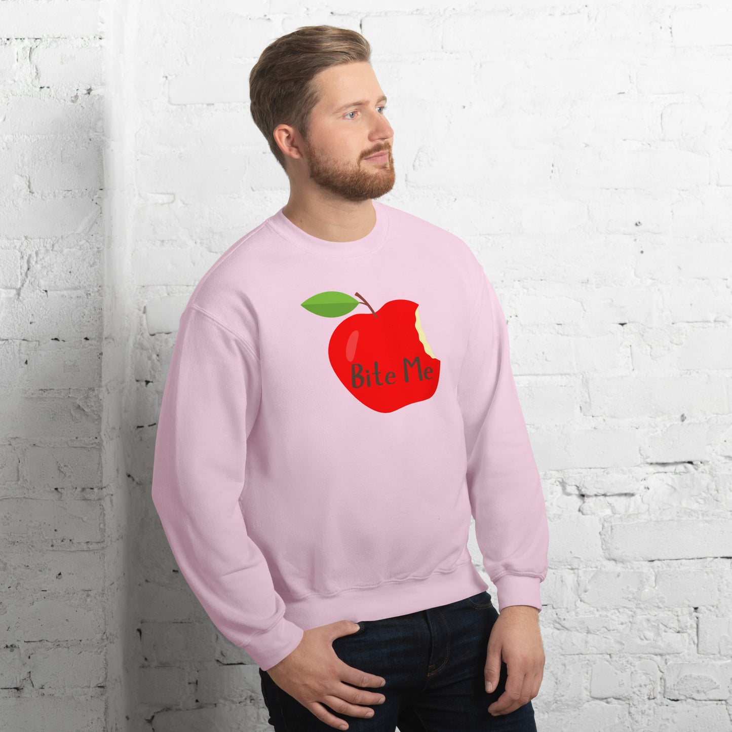 Perfect Unisex Whimsical Sweater That Showcase An Apple With Words, Bite Me