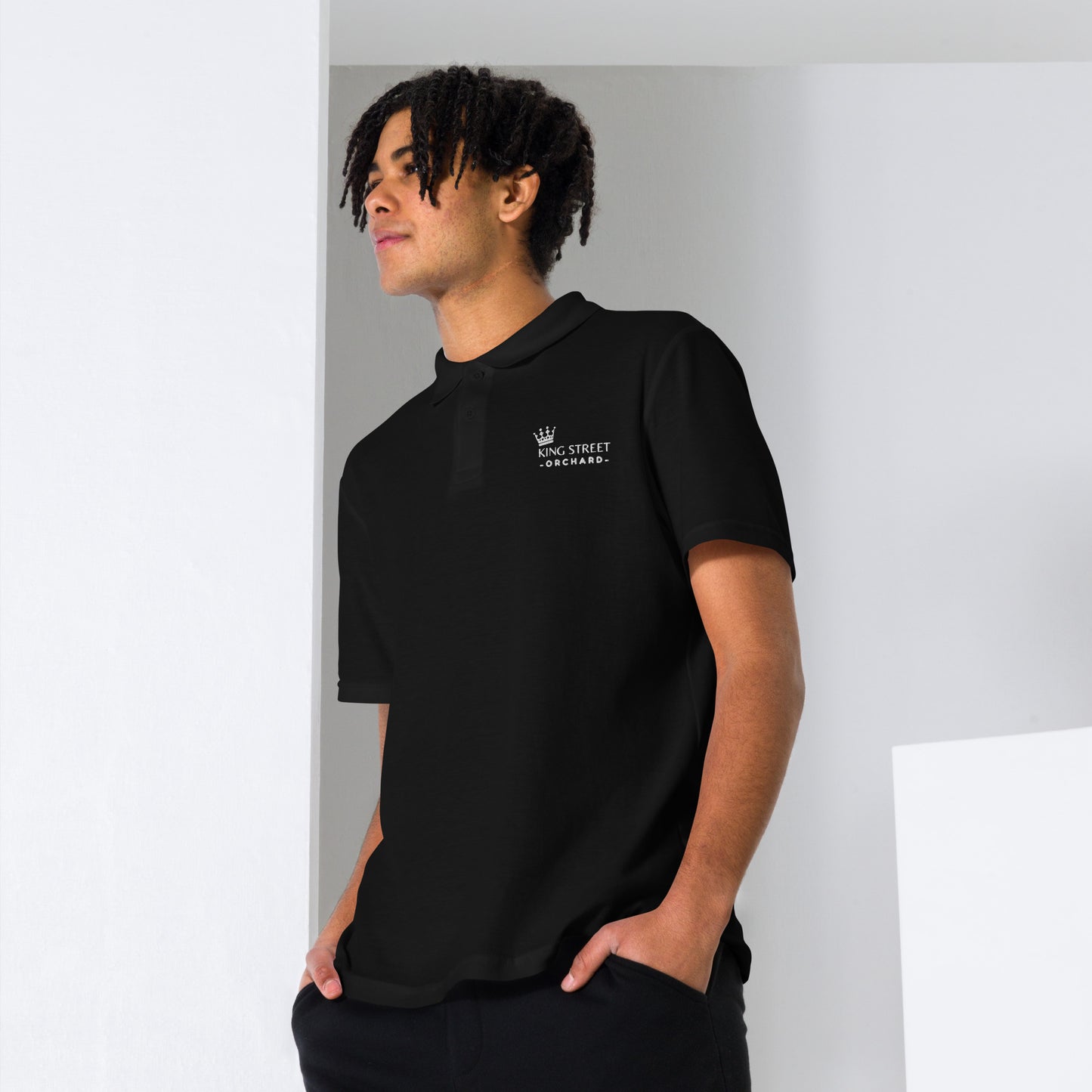 Unisex Black Polo Shirt With King Street Orchard Logo
