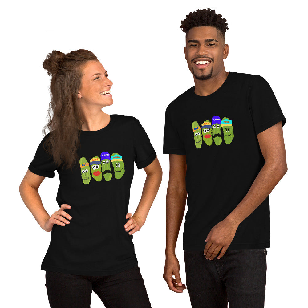 Pickleball Fun Unisex T-Shirt that Showcases ACES, DIG, PLAYER, AND DINK