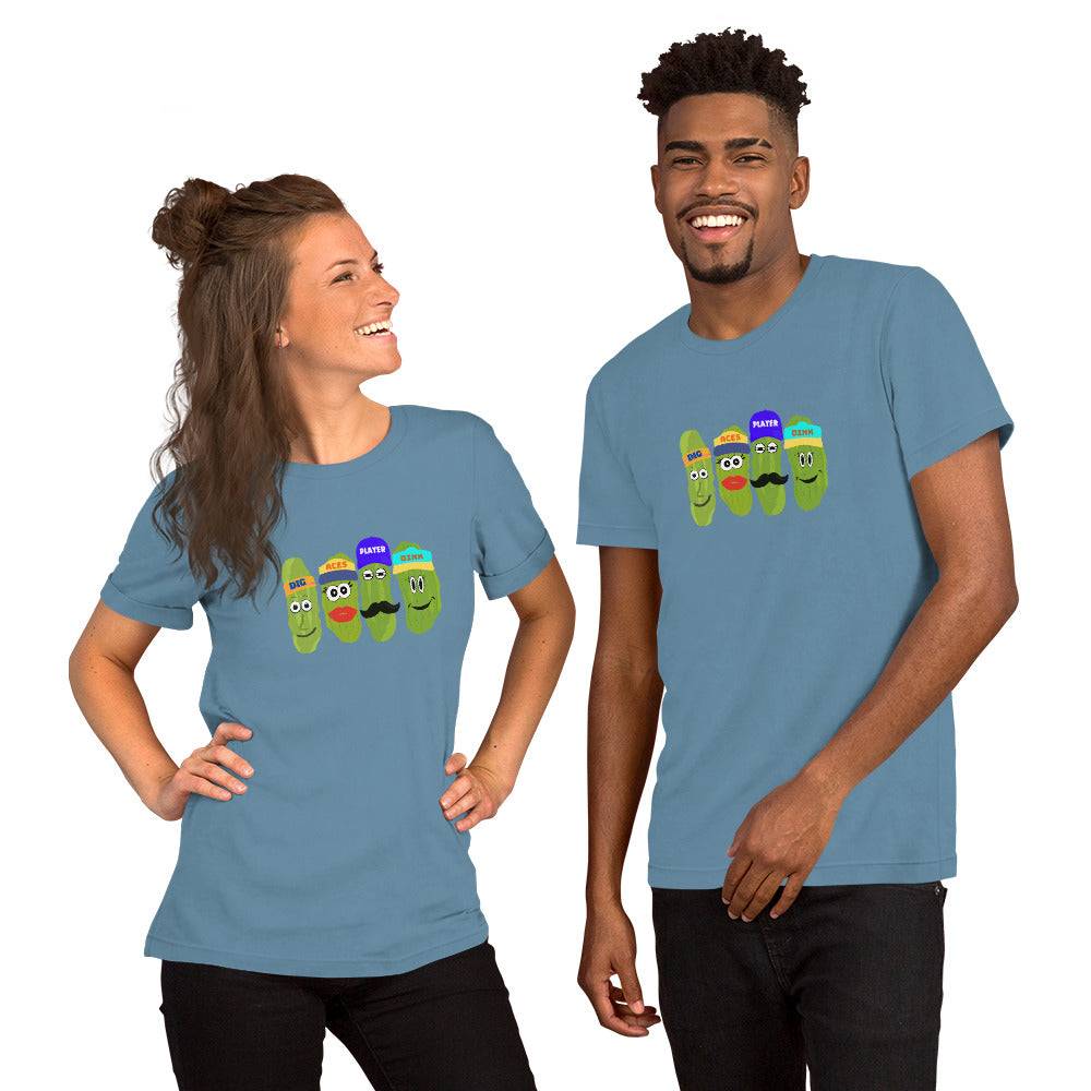 Pickleball Fun Unisex T-Shirt that Showcases ACES, DIG, PLAYER, AND DINK