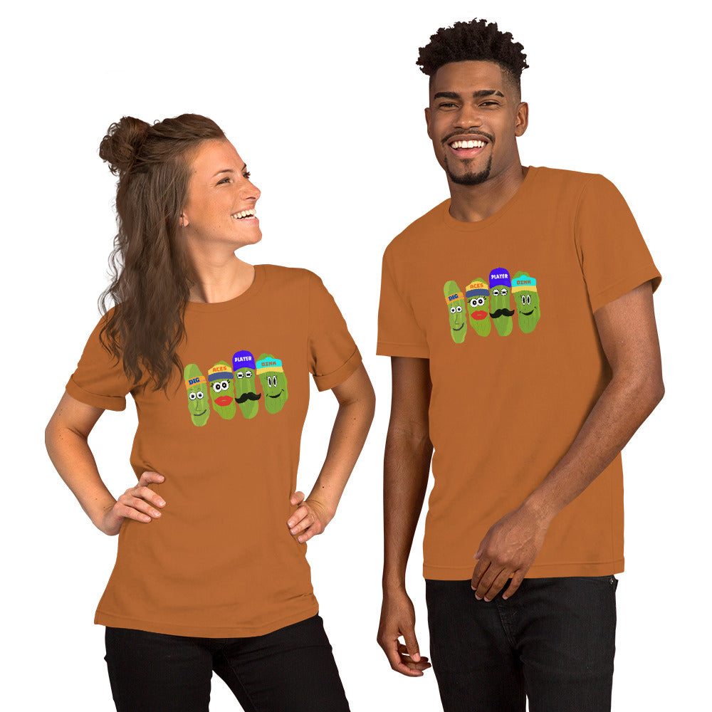 Pickleball Fun Unisex T-Shirt that Showcases ACES, DIG, PLAYER, AND DINK