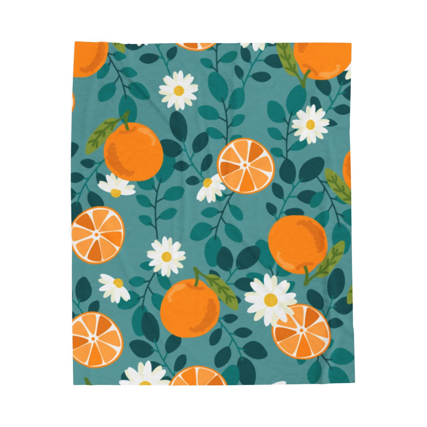 Vibrant Citrus Floral Velveteen Plush Blanket - Cozy Home Decor